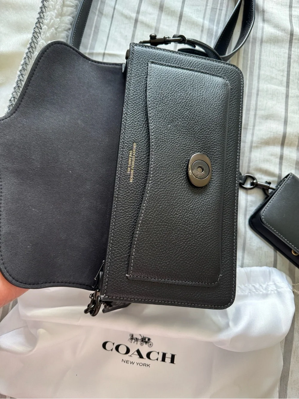 Coach Pebble Leather Black Tabby Crossbody with Signature 'C'